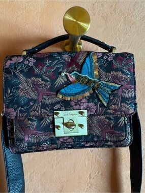 Sam Edelman Hummingbird Jacquard Top Handle Crossbody Bag Embroidered Floral